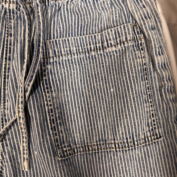 Forever 21 Premium High Rise Wide Leg Blue White Striped Cotton Pants Women’s L - Picture 12 of 14
